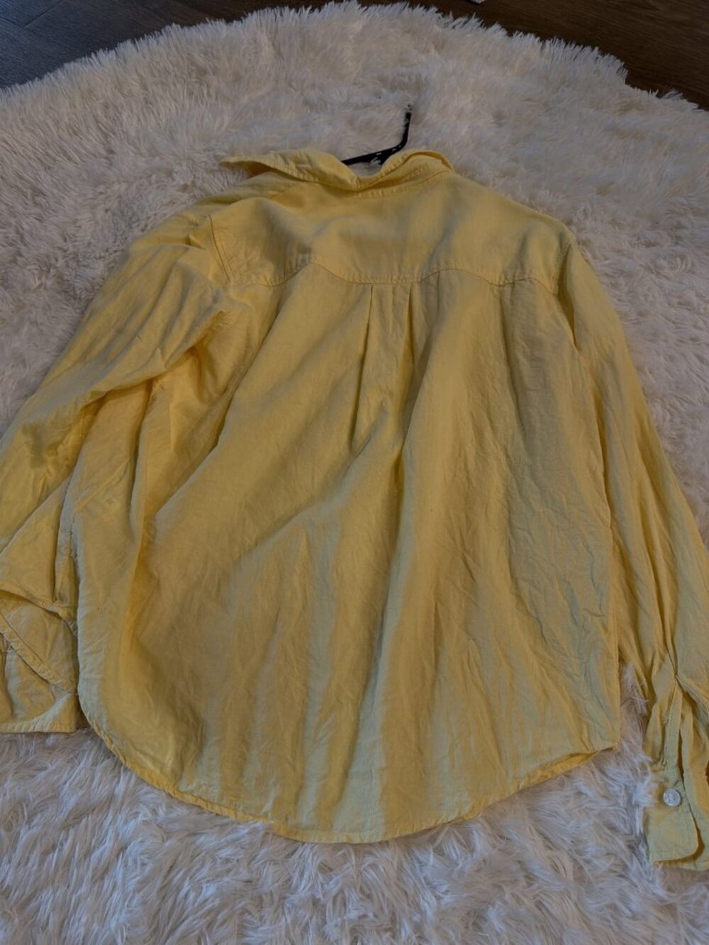 H&M Butter Yellow Linen-Blend Button-Up Shirt - Women's XS